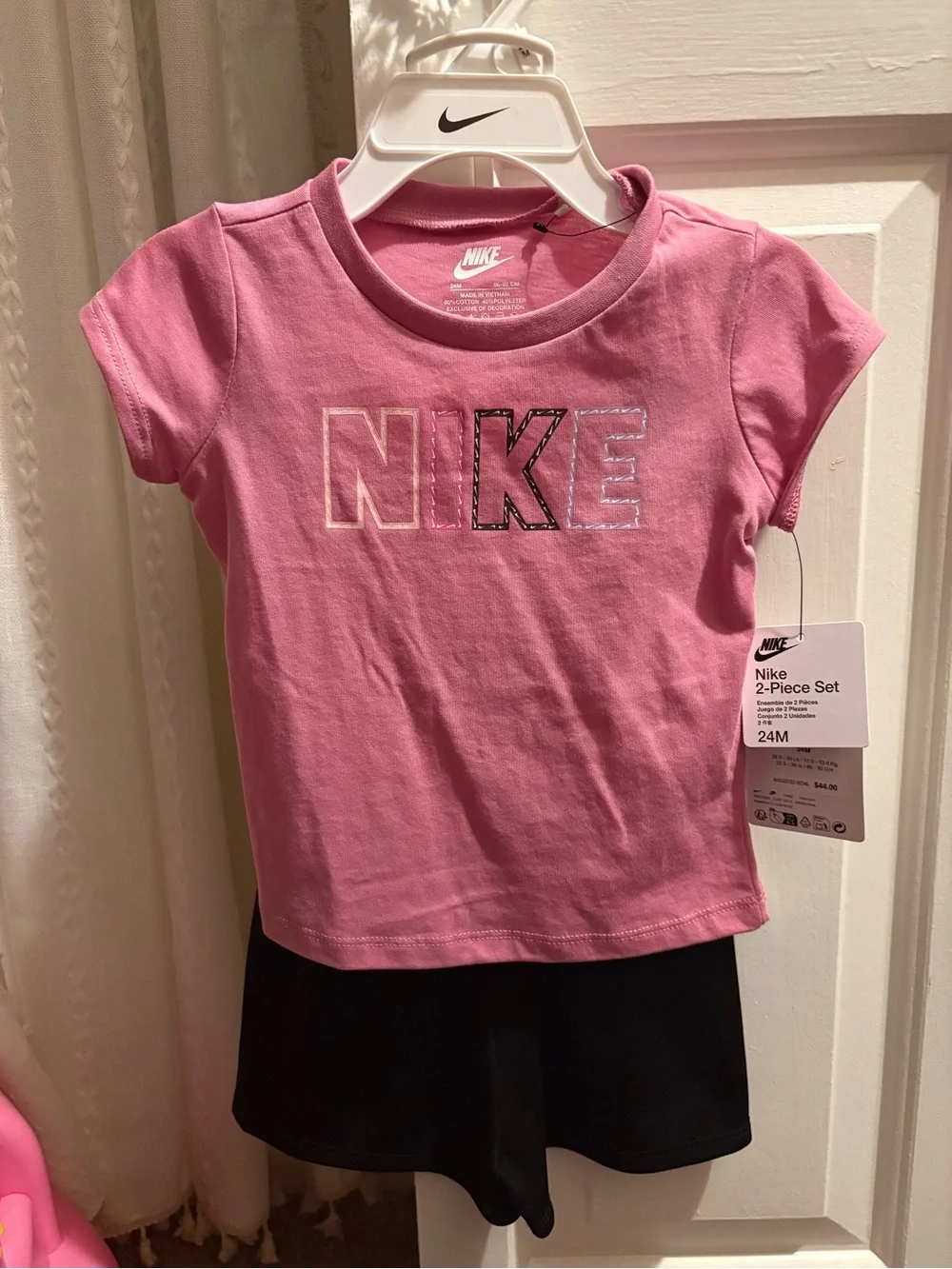 Nike Pink Short-Sleeve Logo Tee for Kids